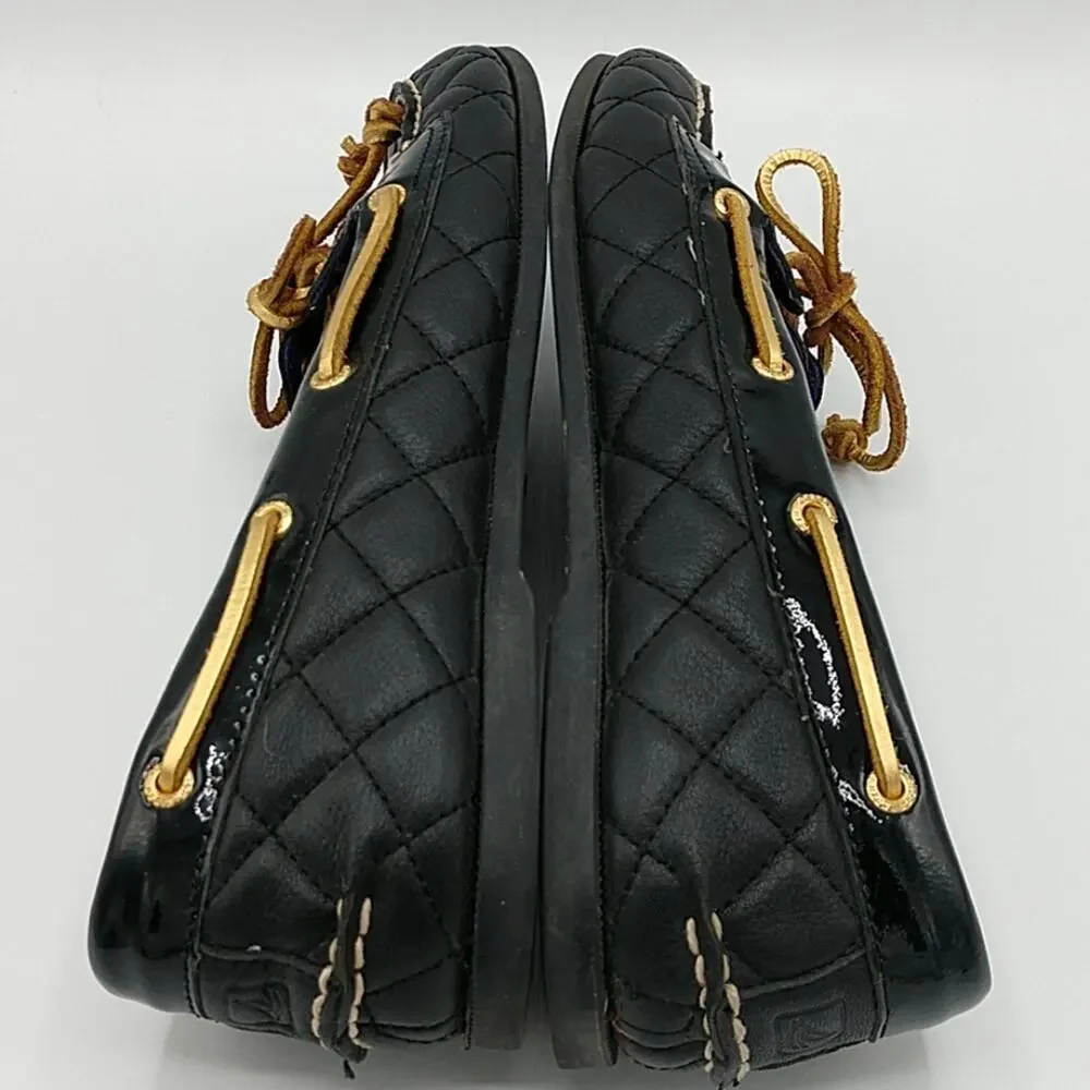 Sperry Top-sider Audrey Black Quilted Leather Boat size 8 1/2M